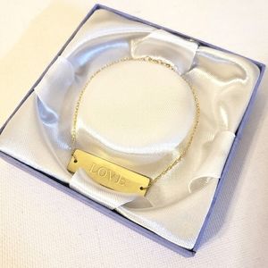 Gold & Sterling Silver Love Plate Bracelet
